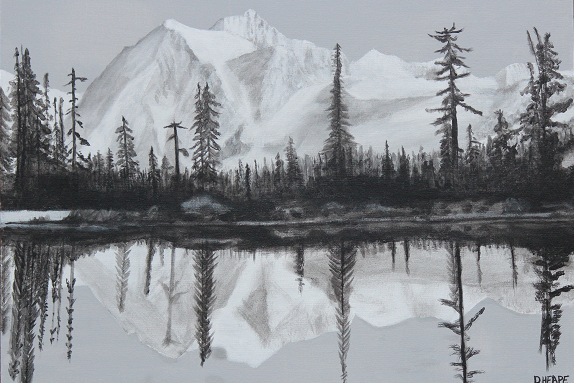 Morning Reflections Painting Black And White