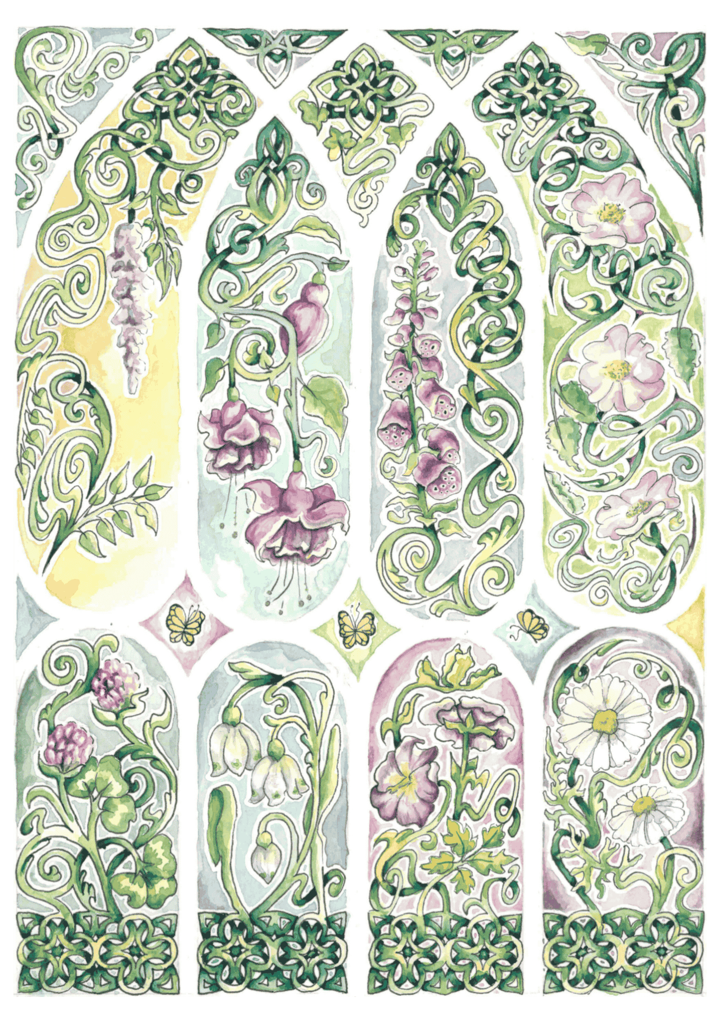 Stained Glass Flower Print