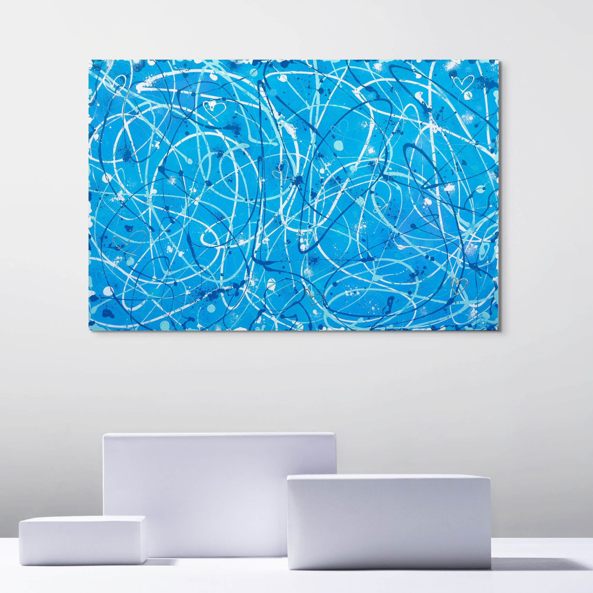 'Something Blue'-Contemporary Abstract Painting in Gallery Space-Bridget-Bradley-1889px