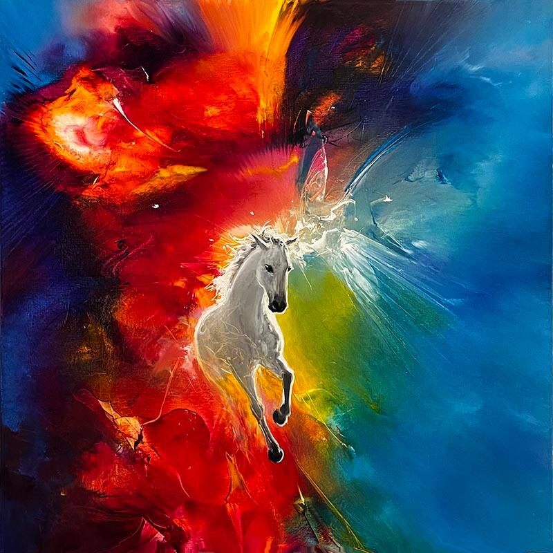 Vjekoslav Nemesh PHENOMENON oil on canvas 77.2 X 77.2 cmUNFRAMED