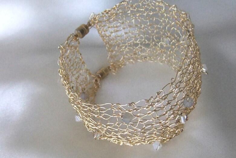 Woven gold wire and crystal