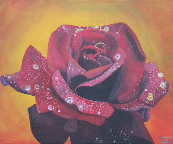 Rose In Wet Sunset Painting