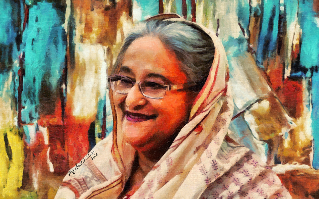 Sheikh Hasina - the leader by Artist Saidul Islam