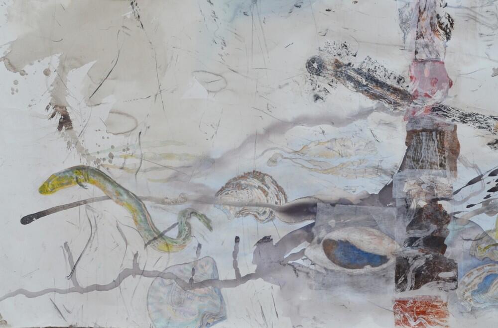 Umwelt – The life world of the mangrove oyster, the Teredo worm and the giant marbled eel (detail) by John Wolseley