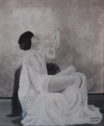 Evelyn String Of Pearls Painting  monochrome