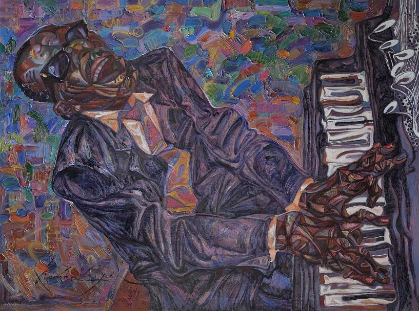 4-ROMAN NOGIN-RAY CHARLES-Oil Painting on Canvas-85x115-2019-USD5000