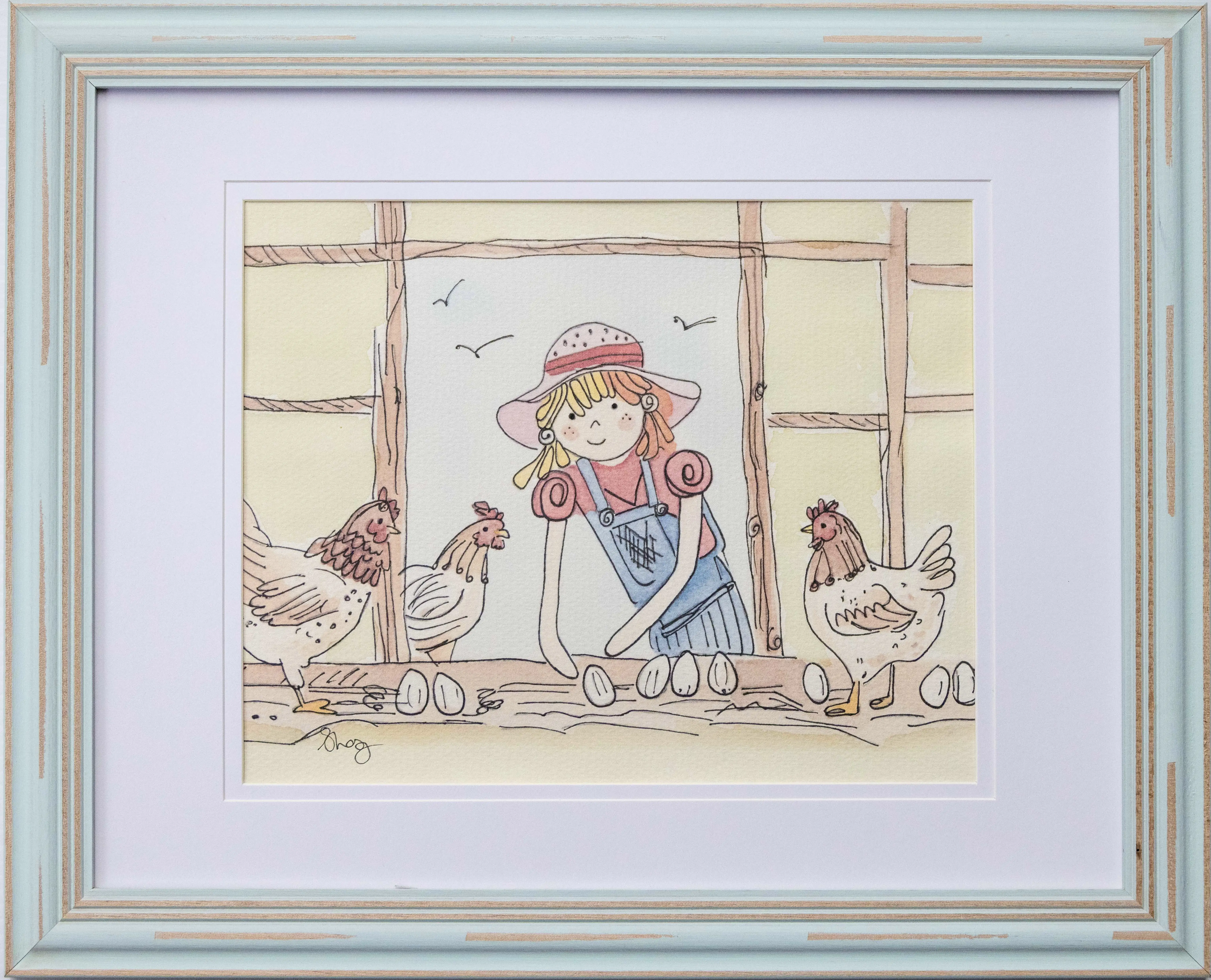 Hens_a_laying_Watercolour_Ink_42x33cm_$55