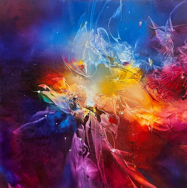 Vjekoslav Nemesh  MATARIKI BLOSSOM 2022 oil on canvas 51 X 51 cm