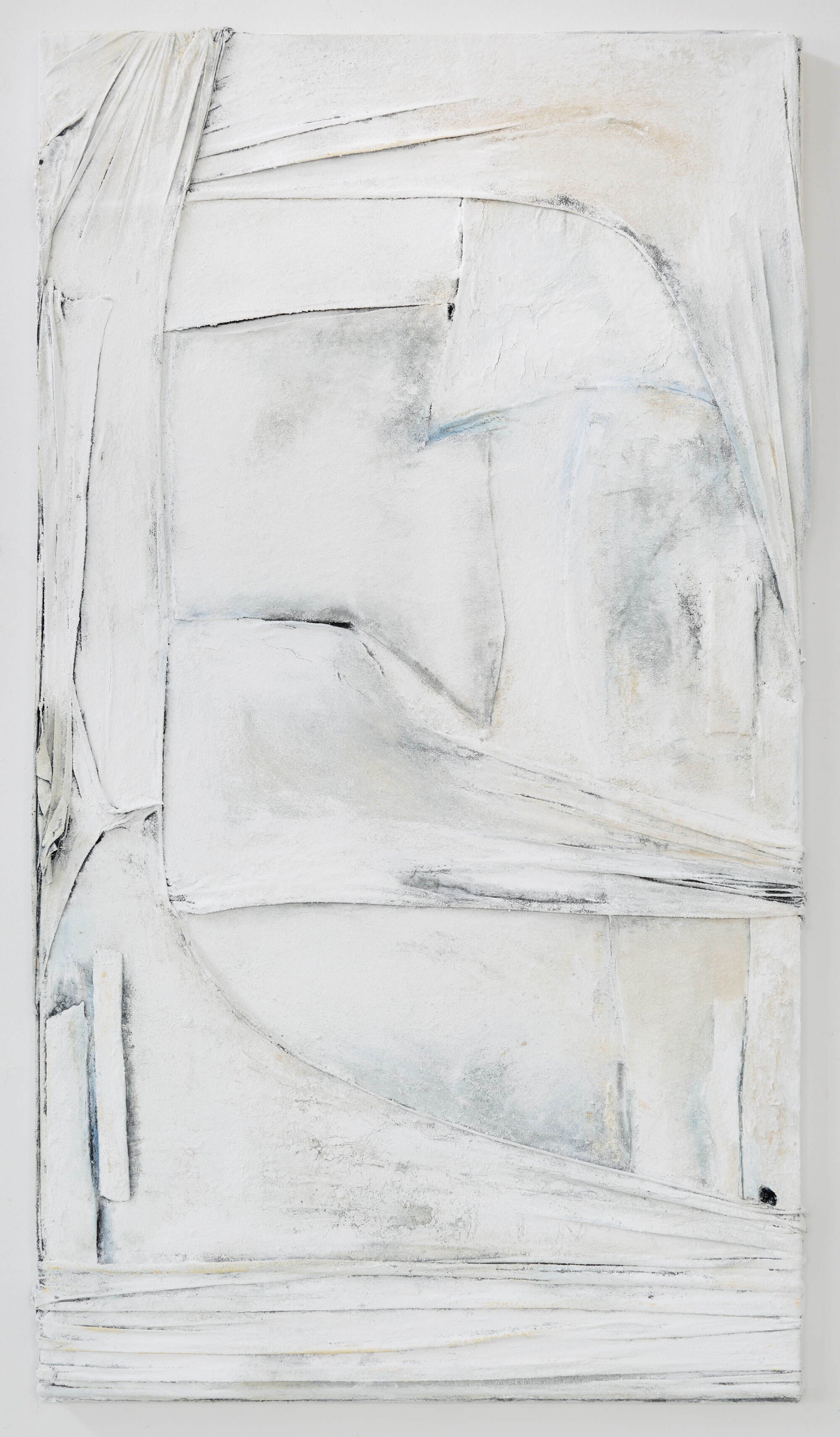 4.Anna Caione White On White II, 2018, fabric, pigment _ mixed media on canvas, 92cmx51cm