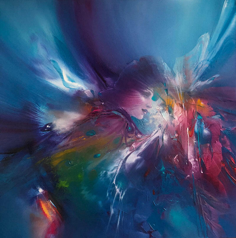 Vjekoslav Nemesh  MADAM BUTTERFLY 2021 oil on canvas 51 x 51 cm