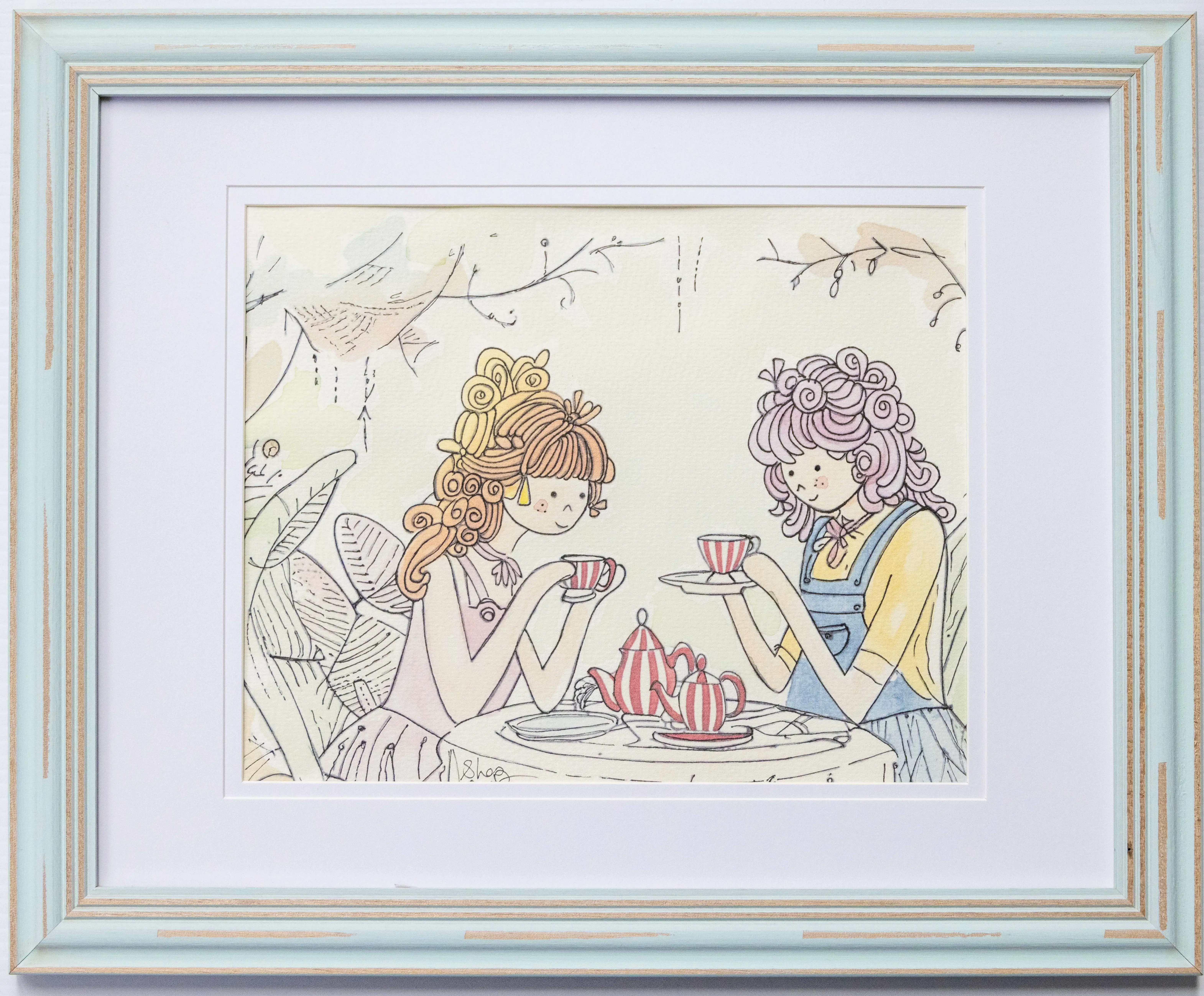 Two_for_tea_Watercolour_Ink_42x33cm_$55