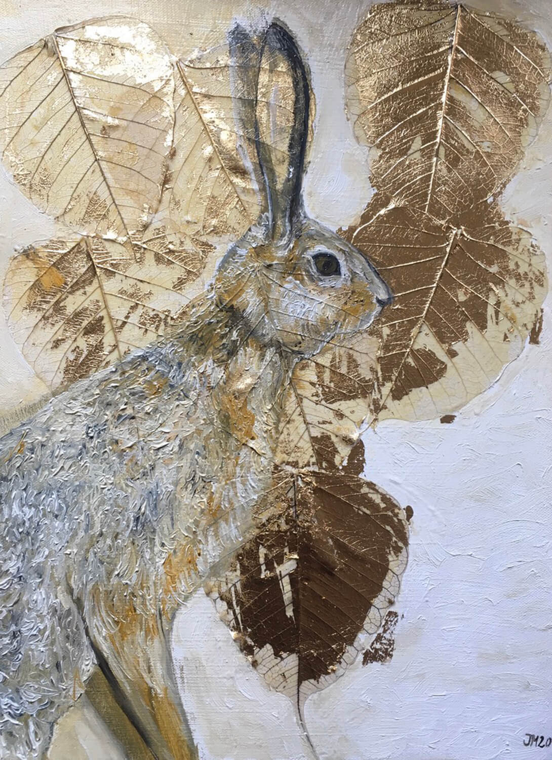 Autumn Hare, Johanna McWeeney, oil and gold leaf on canvas 2
