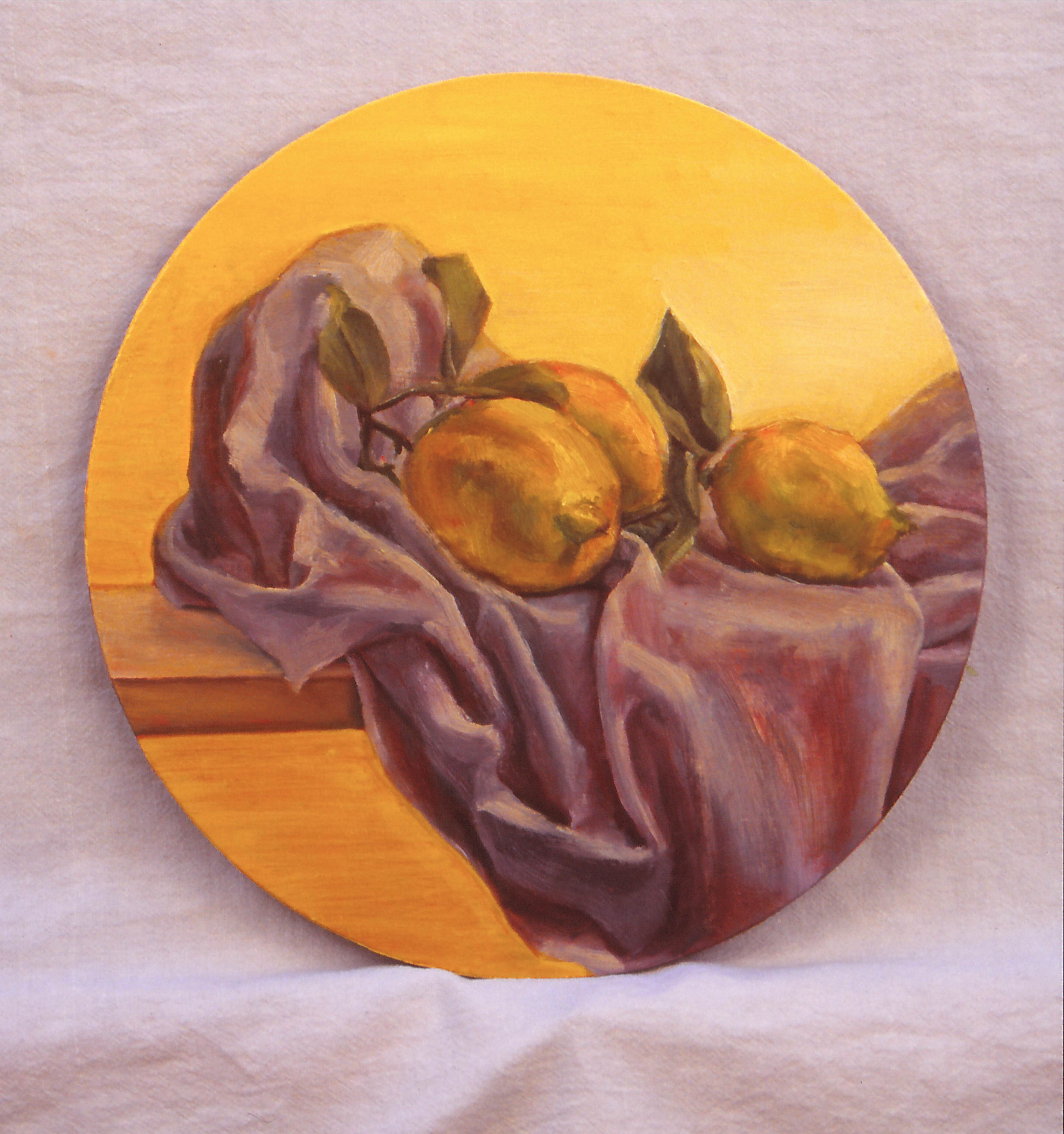 Drapery with 3 lemons by Toni Walker