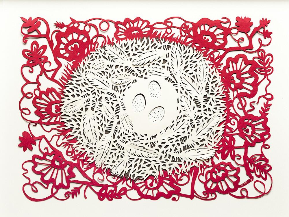 Nest Eggs with Feathers. Birdsong from Inside the Egg Series by Roma McLaughlin