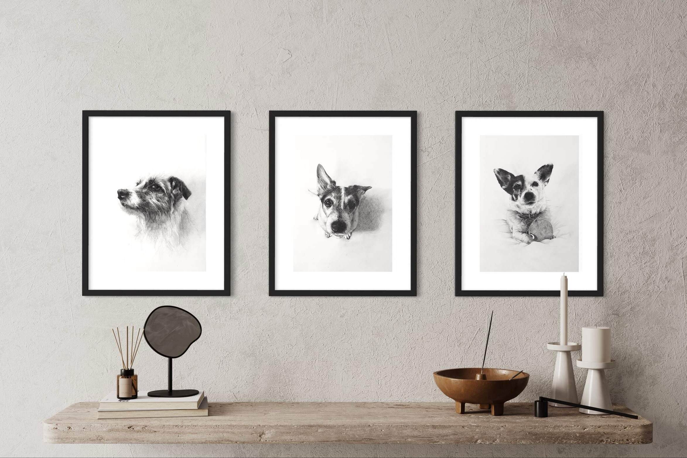 Dog Pencil Portraits Framed