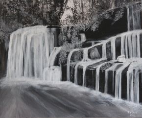 Waterfall In Monochrome Painting
