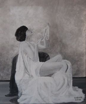 Evelyn String Of Pearls Painting  monochrome