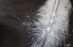 Wet Feather Painting Black And White