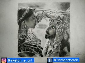 couple portrait sketch padmavat