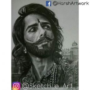 pencil sketch of shahid