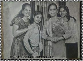 group pencil sketch