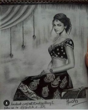 pencil sketch of deepika padukone