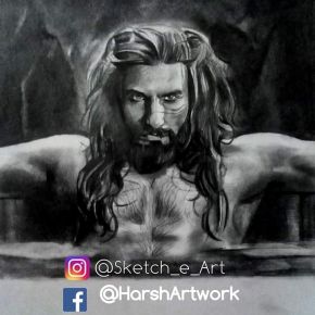 pencil sketch of khilji padmavat