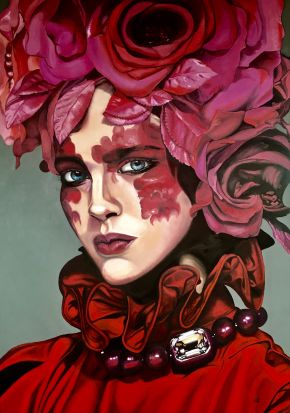 Valentina Andrees-Roses Woman-Oil on canvas-100x140cm-2019-EUR6100