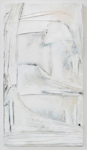 4.Anna Caione White On White II, 2018, fabric, pigment _ mixed media on canvas, 92cmx51cm