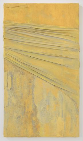 2.Anna Caione Yellow Pull _ Wrap II, 2018, Fabric _ Mixed media on canvas, 92cmx51cm