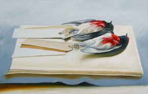 Floating Robins 2008 oil on canvas 70 x110cm
