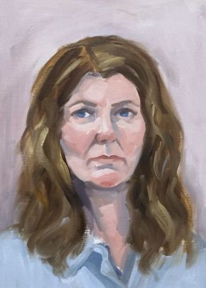 Self Portrait in painting shirt 2018, Shelley Hall