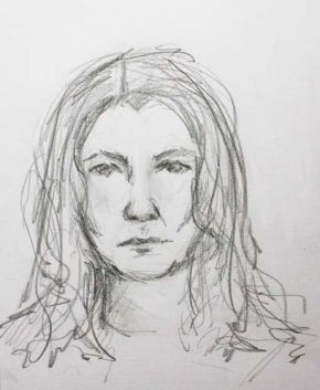 self portrait sketch , Shelley Hall