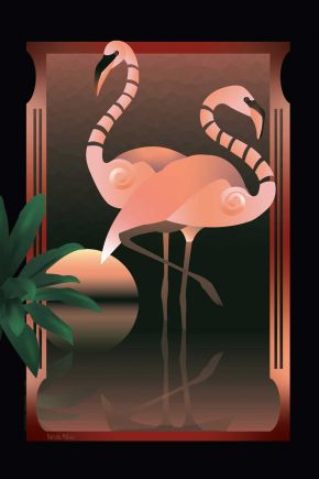 Art-Deco-Flamingo-Drawing---Nicola-Milan