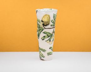 Banksia Serata vessel with honey eater by Fiona Hiscock