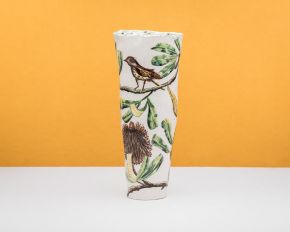 Banksia Serata vessel with honey eater by Fiona Hiscock