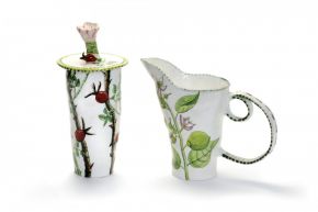 Lemon Pitcher and Rosehip Container by Fiona Hiscock