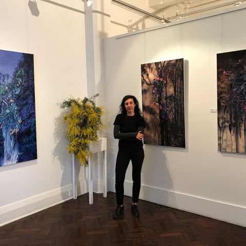Gina Kalabishis with her install Once In A Blue Moon