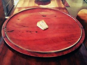 Fiddle back redgum platter by Malcolm Bird