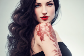 0 - Beautiful woman with long wavy dark hair and s