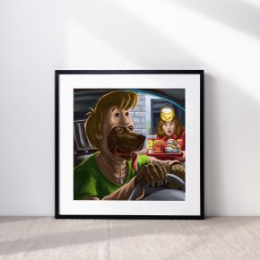 Scooby in a Shaggy Costume In a Frame