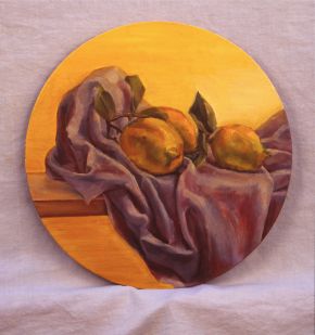 Drapery with 3 lemons by Toni Walker