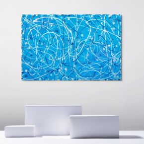 'Something Blue'-Contemporary Abstract Painting in Gallery Space-Bridget-Bradley-1889px
