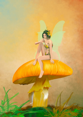 Fairy on a Mushroom