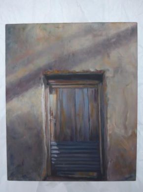 Corrugated Door. Oil on canvas
